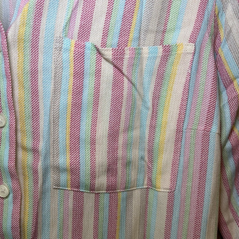 Torrid Sz 0 Shirt Rainbow Colorful Striped Button Down Spring Easter Long Sleeve - Picture 4 of 6